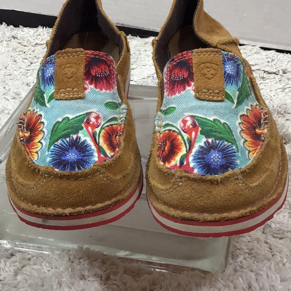 Ariat Sunburn brown suede and floral Cruiser slip on 7.5 - Picture 4 of 12
